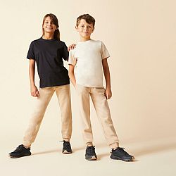 DOMYOS Detské hrejivé nohavice na džoging béžové 12-13 r (151-160 cm)