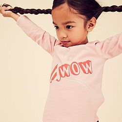 DOMYOS Detské tričko s dlhým rukávom na cvičenie ružové 2-3 r (89-95 cm)