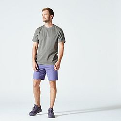DOMYOS Pánske tričko na fitness 500 Essentials kaki khaki L