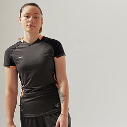 KIPSTA Dámsky futbalový dres s krátkym rukávom rovný strih čierny L