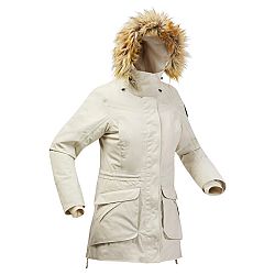 QUECHUA Dámska nepremokavá zimná bunda - parka SH900 na turistiku do -20 °C béžová XL