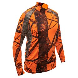 SOLOGNAC Priedušné poľovnícke tričko 500 s dlhým rukávom a reflexným maskovaním oranžová XL