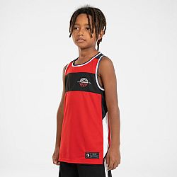 TARMAK Detské obojstranné basketbalové tielko T500R červeno-čierne 5-6 r (113-122 cm)