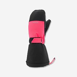 WEDZE Detské hrejivé a nepremokavé lyžiarske palčiaky - 550 čierno-reflexne ružové čierna 10 rokov