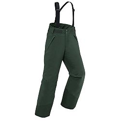 WEDZE Detské lyžiarske nohavice 500 PNF s trakmi nepremokavé zelené zelená 6-8 r