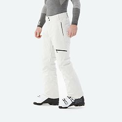 WEDZE Pánske hrejivé lyžiarske nohavice 500 rovný strih svetlobéžové 2XL